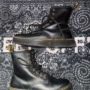 Black Leather Lace-Up Boots
